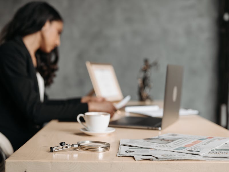 Attorney at desk in law office